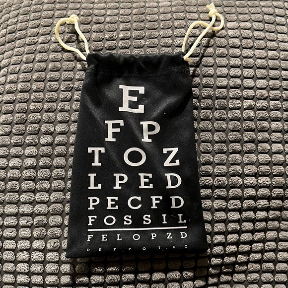 Fossil Eye/Snell Chart Soft Sunglass Eyeglass Drawstring Case - Picture 1 of 4